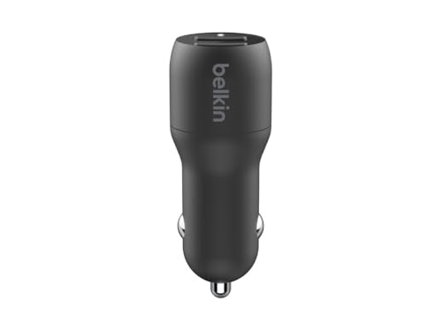 Belkin 24 Watt Dual USB Car Charger - 2 12W USB A Ports with Fast Charging for Apple iPhone 14, 14 Pro, 14 Pro Max, iPhone 13, 13 Pro, 13 Pro Max, Samsung Galaxy, AirPods & More - USB-C Charger - size: 24W, style: Standalone