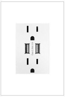 Legrand adorne Dual-USB Multi-Outlet (White Finish), ARTRUSB153W4 - color: White