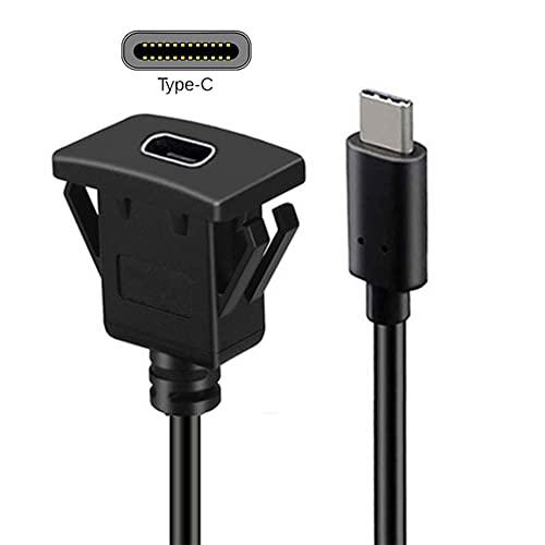 Waterproof Dustproof USB-C Type-C USB 3.1 10Gbps Extension Flush Car Latch Mount Extension Cable for Dashboard Panel - style: Panel Mount