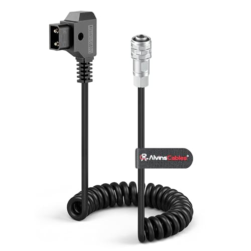 Alvin's Cables Dtap to BMPCC 6K 4K Coiled Power Cable for Blackmagic Pocket Cinema Camera 4K| 6K| pro V Mount Battery, Weipu 2 Pin Female to D Tap - color: Coiled