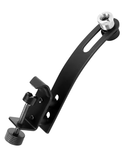 QWORK Drum Microphone Shockproof Clip, 3 Pcs Metal Mic Set Clamp, Adjustable C-Clamp Rim Mount, for 3/8"-16 and 5/8"-27 threaded stands