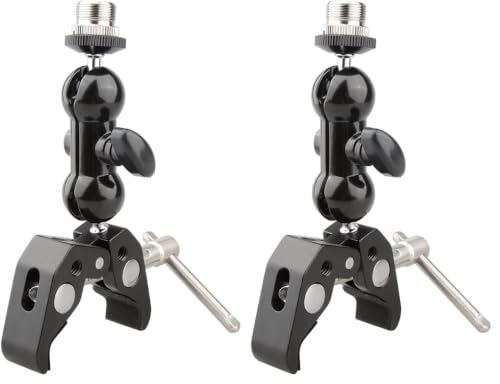 CAMVATE Crab clamp & Mini Ball Head Camera Mount for Microphones - 1196 (Pack of 2) - size: 5 x 12 x 2.2 cm (Pack of 2)
