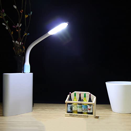 Mini Flexible Light, Portable USB Led Reading Night Lamp for PC Laptop Computer Notebook Power Bank - 2 Pack (White) - color: White