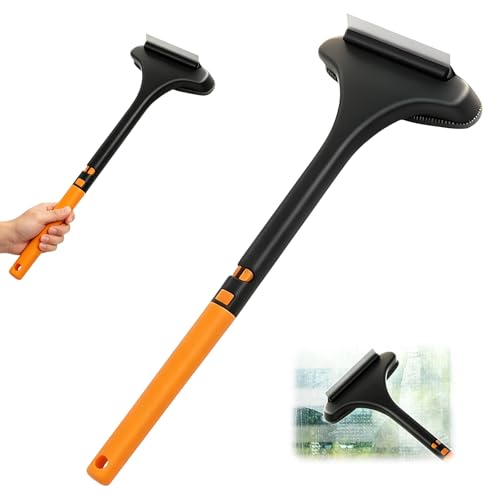 2-in-1 Screen Brush, Cleaning Brush & Squeegee Tool, Mesh Cleaner Brush with Squeegee and Detachable Long Handle, Professional Soot Remover for Window, Patio, Door (Yellow Green) - color: Yellow Green