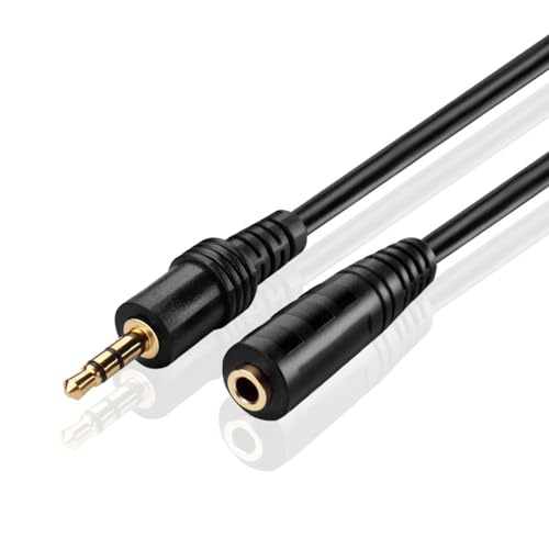 TNP 3.5mm Headphone Extension Cable, 15 FT Male to Female AUX, Black - size: 15 FT