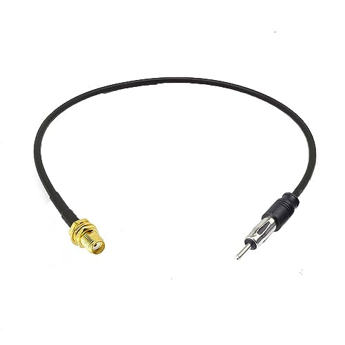 SMA Female to DIN Plug AM/FM Male Adapter RG174 Coax Cable 20 inches Pigtail Jumper Antenna Extention - color: SMA Female to AM/FM male