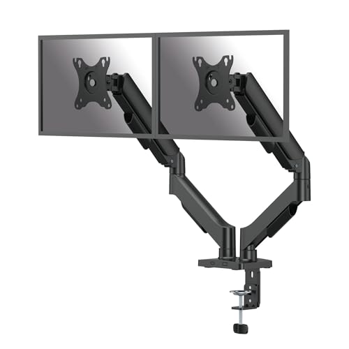 Fellowes Everyday Plus Dual Gas Spring Monitor Arm Holds Two Screens up to 32" Weighing 4.4-19.84 lbs ea, Height Adjusting, Tilt, Swivel, Rotate, VESA 75/100, Clamp or Grommet Mount, Cable Management - style: Everyday Plus Dual Arms