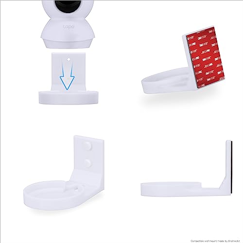 Wall Mount Holder for Tapo Pan/Tilt (C200 & C210) Smart Security Camera, Custom Designed Bracket, Reduce Blind Spots & Clutter, Easy to Install, Adhesive & Screw in (White) - color: White