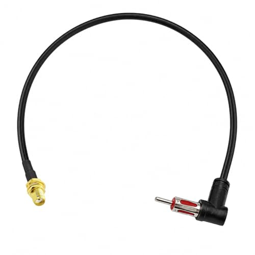 SMA Female to AM/FM Male Right Angle Adapter 20 inches Pigtail Jumper RF coaxial Cable for Radio Antenna - color: AMFM R/A to SMA Female