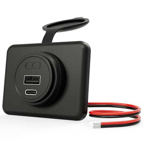 12V/24V PD30W+QC18W USB C Outlet Power Socket Car Charger USB Port for Car, Bus, RV, Boat, Vehicle Boat ATV Truck Golf Cart - color: black-1pcs