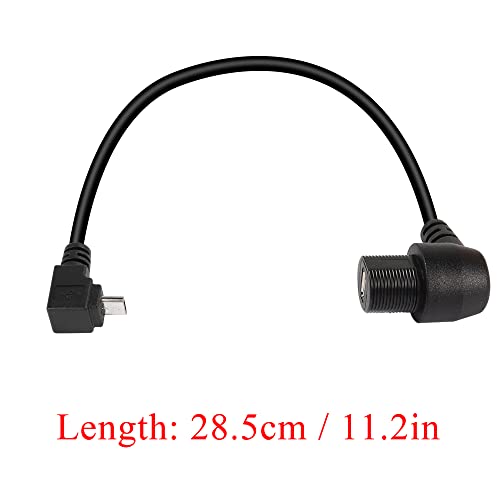 QIANRENON 90° Micro USB Panel Flush Mount Waterproof Extension Cable Micro USB 5 Pin Right Angle Male to Female Connector for Fixied on Dashboard of Car,Boat,Motorcycle,28cm/11in (Up Bend) - style: Up Bend