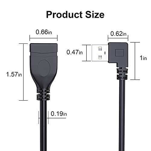 Oxsubor SuperSpeed USB 3.0 Male to Female Extension Data Cable Left and Right Angle 2PCS (20CM,8IN)