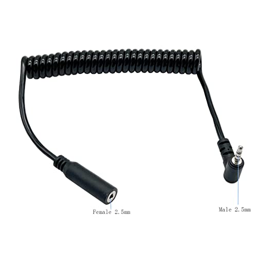 Seadream 2.5mm Coiled Extension Cable 2Pack 2.5mm Right Angled Male to Female Dash Cam Rearview Backup Camera Reverse Car Recorder Cord Extension Retractable Spring Cable,Stretch Length 3.3FT