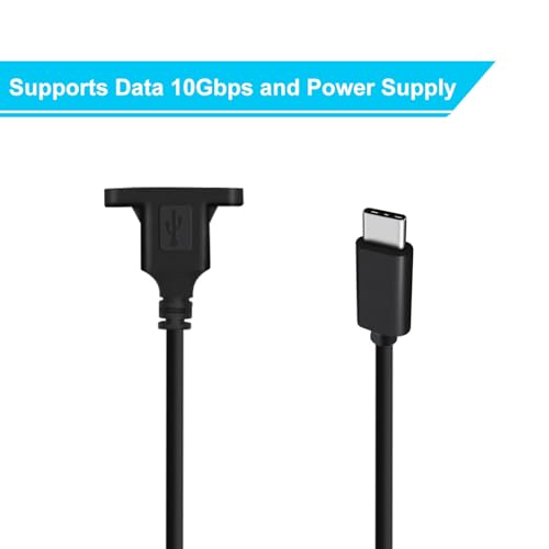 Panel Mount USB C 3.0 Extension USB Panel Mount Cable 5Gbps Data Transmit and Power Supply for Laptops PC, Car Boat Dashboard Panel (USB C, 0.5 m/ 1.6 ft) - color: USB C, size: 0.5 M/ 1.6 Ft