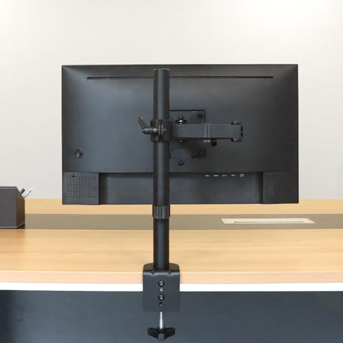 Amazon Basics Adjustable Single Monitor Arm Desk Mount, Holds up to 32" (38” Ultrawide) and 22 lbs, Adjustable Tension, VESA 75x75/100x100, Black - size: Single, style: AdjustableMonitorArm