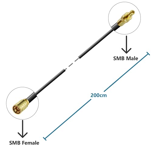 SMB Cable Car Radio Antenna SMB Adapter Extension Cable SMB Socket to Plug RG174 6.56 ft Antenna Cable - size: SMB Adapter