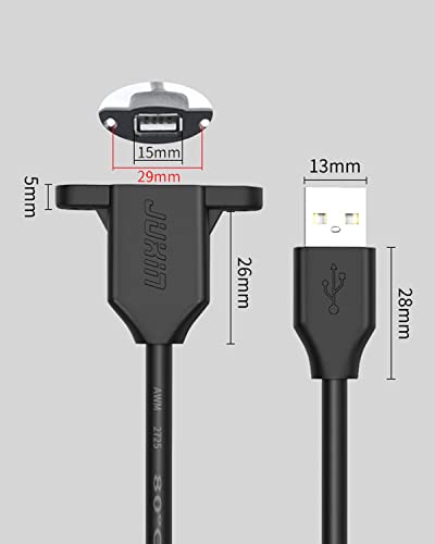 2Pack USB2.0 Male to Female Extension Cable with Ears can be Fixed Various Chassis/Cabinets/Panels USB Extender W/Screw nut for USB Panel Mount (USB2.0, 1.5FT) - size: 1.5FT