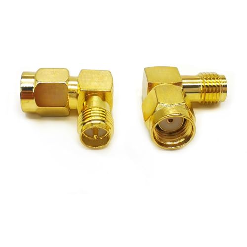 2PCS SMA Elbow Radio Antenna Adapter, 90 Degree SMA Coax Connector, Low Loss RPSMA Female to RPSMA Male Right Angle Coax Adapter for Ham Radio Antenna, Walkie-Talkie,Audio, Video