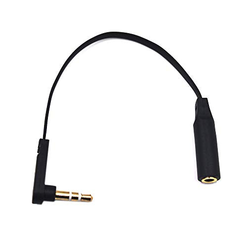 15cm 1/8" 3.5mm TRS Jack Extension Audio Flat Cable, 2 Pack, 90 Degree Angle 3.5mm 3 Pole Stereo Plug Male to Female Extender Headphone Headset AUX Cord - color: AM to FM