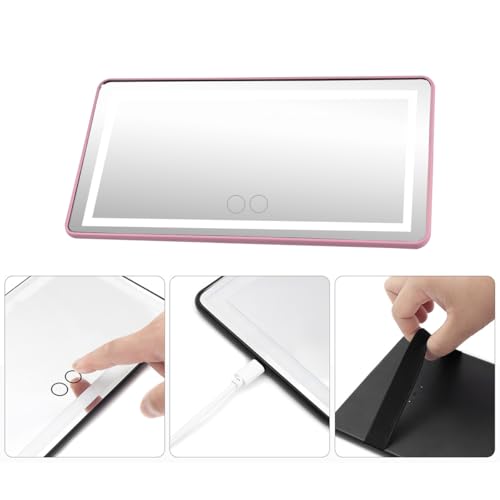 LED Sun Visor Vanity Mirror, Rechargeable 3 Modes 60 LEDs, Pink - color: Pink/LED