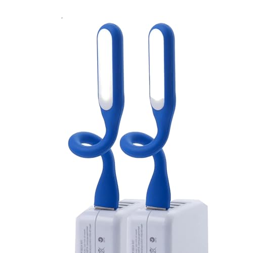 Mini Flexible Light, Portable USB Led Reading Night Lamp for PC Laptop Computer Notebook Power Bank - 2 Pack (Dark Blue) - color: Dark blue