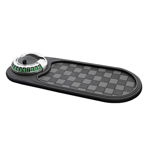 HZEL Car Dash Anti-Slip Pad, 3 in 1 Rotating Vehicle Dashboard Mat with Temporary Parking Number, Anti-Shake Auto Phone Sunglasses Keys Holder Organizer Pad, Universal Fit (Black/Silver) - color: Black/Silver