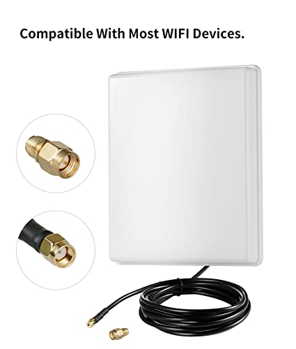 Outdoor 15dBi Dual Band WiFi 2.4GHz 5GHz 5.8GHz Long-Range Directional Panel Antenna with 10Ft Cable for WiFi Router Wireless Network Card Security IP Camera Video Surveillance Monitor, Eifagur - style: Panel Antenna