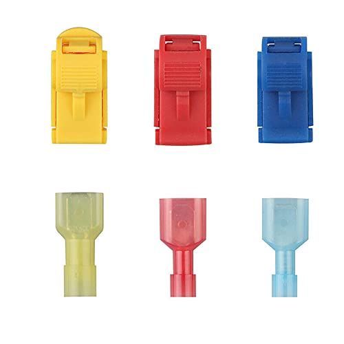 60Pcs 30Pairs T Tap Wire Connectors, 22-10 AWG Quick Splice Electrical Wire Terminals, Insulated Male Quick Disconnect Spade Terminals Assortment Kit, AWG 22-18, 18-14, 12-10