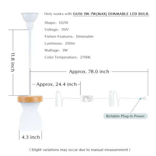 Solfres Patented Innovative Design Headboard Reading Light. No Drilling Golden Book Light for Bedtime Reading. Dimmable LED Book Reading Lamp with Bulb. Movable & Flexible, White - color: White, size: M
