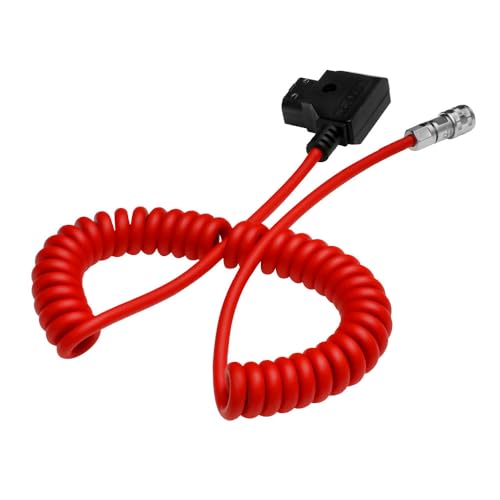 Alvin's Cables BMPCC 4K Power Cable, D-tap to 2 Pin Female Ultra Soft Coiled Cable for Blackmagic Pocket Cinema Camera 4K/ 6K - color: Coiled Red