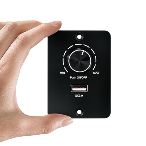 RGBZONE 12-24V RV Light PWM Dimmer Switch with USB Port for Camper Van - color: BLACK:Push-button On/Off Control