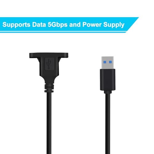 USB 3.0 Extension Cable 5Gbps Transmission Rate USB 3.0 Male to Female Cable with Panel Mount for Devices Such as Hard Drives, Scanners, Etc (USB A, 0.5 m/ 1.6 ft) - color: USB A, size: 0.5 M/ 1.6 Ft
