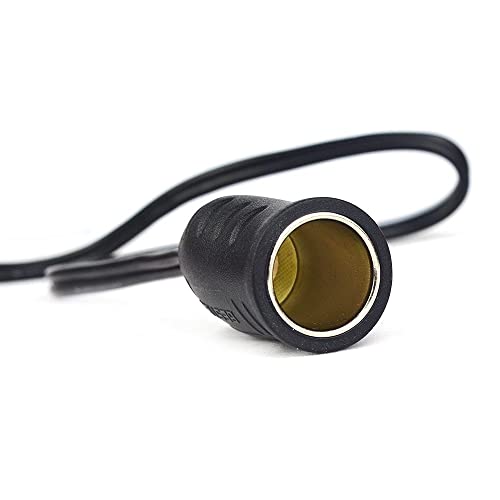 BESTEK 12V 24V Extension Cord Plug Socket with Battery Clamp, 3.9ft/1.2m 16AWG Battery Clip-On Car Cigarette Lighter Adapter