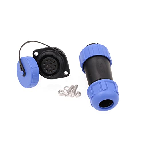SP21 12pin Screw Panel Mount Industrial Connector Waterproof Aviation 5A 400V Plastic Male Cable Plug Female Socket Durable Plastic Blue Shell Quick Connection for Solar Power Station - style: 12pin