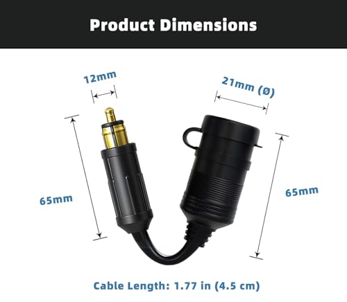 Cliff Top Hella DIN Cigarette Lighter Adapter 12V/24V Motorcycle Cable - color: DIN to Cigarette Adapter 4.5 cm Short Cable