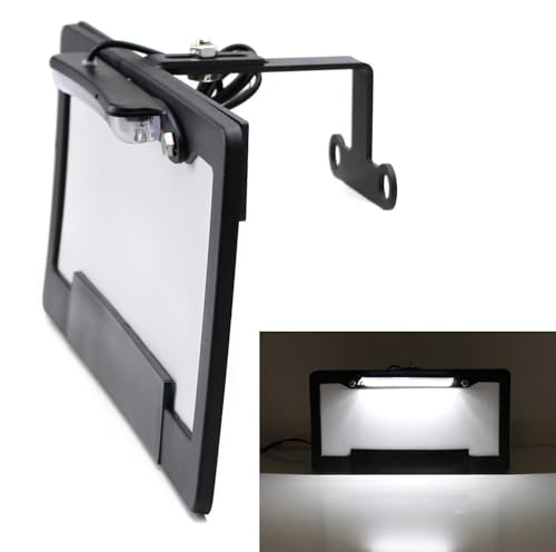 iJDMTOY Rear Spare Tire Mount License Plate Relocator Bracket w/ 12-SMD LED License Plate Light Compatible With Jeep 2007-2017 Wrangler JK