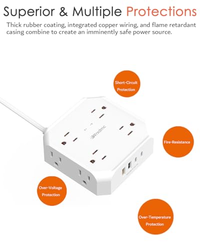 2 Prong Power Strip, WRXDMC 2 Prong to 3 Prong Outlet Adapter with 5ft Cord - size: 5FT