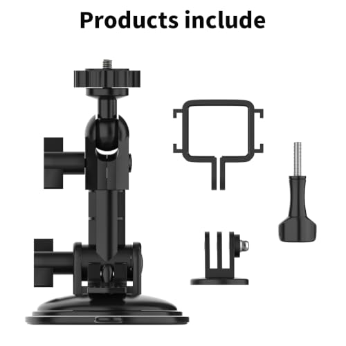 DJI OSMO Pocket 4/3 Suction Cup Mount, Car Windshield Window Dash Holder with Expansion Adapter Compatible with DJI OSMO Pocket 4/3, Insta360 X5 X4, GoPro Hero 13 12 11 10 9, Action 5 Pro 4 and More