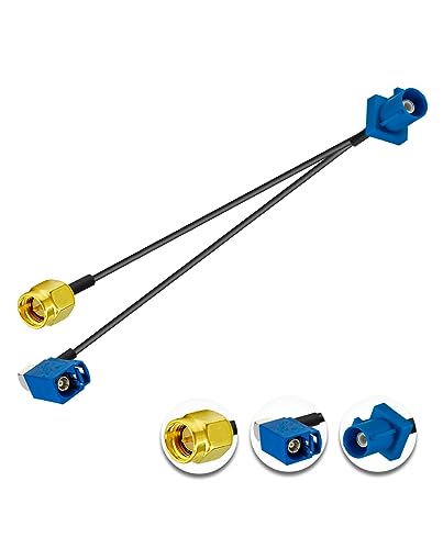 Fakra C GPS Antenna Extension Coaxial Cable Fakra C Male to SMA Male and Fakra C Female Y Type Pigtail Cable RG174 12in/30cm for Car Radio