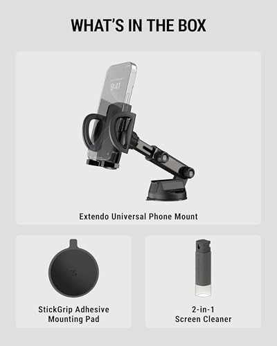 Scosche Phone Mount for Car, Universal Hands Free Windshield/Dashboard, Suction Cup Cell Phone Holder with 360° Rotation, Includes Screen Cleaner, Stand Compatible with iPhone and Android - style: Telescoping Window / Dash