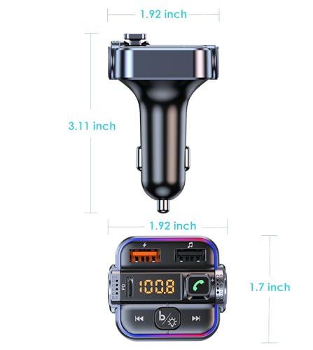 Bluetooth FM Transmitter for Car, PD 30W & QC3.0 Fast Charging, Dual Mics Hands-Free Calling, HiFi Bass & Ambient Light, Wireless Radio Adapter MP3 Music Player, Support USB Drive, 12V/24V (Pack of 3) - size: small (Pack of 3)