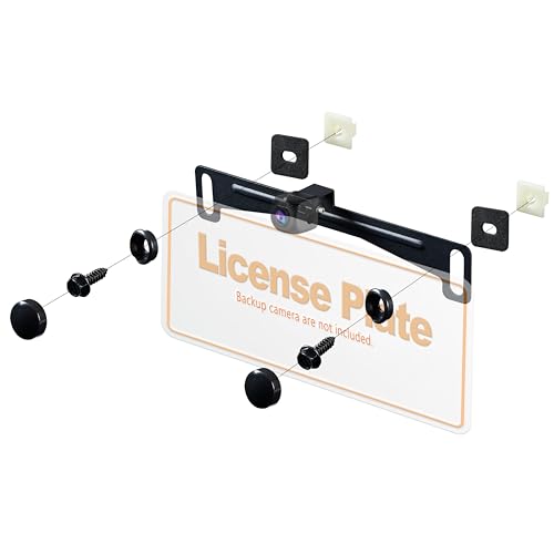 VOONOA Car Rear Camera License Plate Bracket with Screws Kit, Universal Rust-Proof Backup Camera Mount Accessories Installation Holder for Reverse Mirror Dash Cam