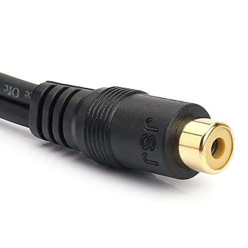 JSJ RCA Splitter Cable Female to 2 Male, 8 Inch Gold Plated OFC Y Adapter - size: RCA F - 2 RCA M/0.5FT