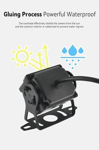 EVERSECU Wired Backup Camera, 12V-24V Wide Range Input Reversing Camera, Waterproof Night Vision Wide View Angle Rear View Camera with RCA Connector for RV Camper Truck Trailer Bus Van - color: Ebony
