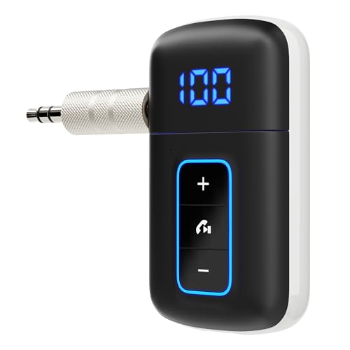 Bluetooth 5.3 AUX Receiver for Car, LED Screen, Noise Cancelling