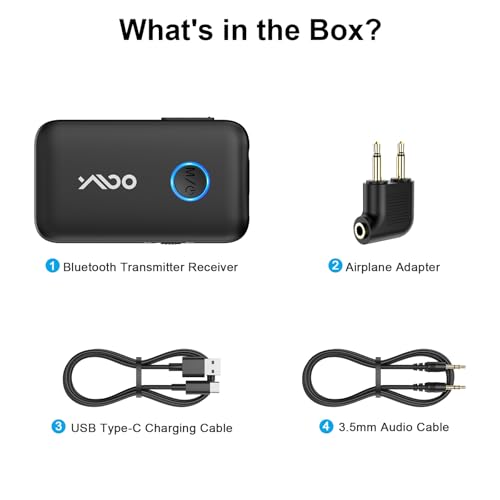 YMOO Airplane Bluetooth Adapter for AirPods, Bluetooth Transmitter Receiver - color: Black