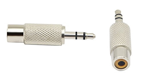 RCA to 3.5MM Audio Adapter Metal 3.5mm (1/8 Inch) Stereo Plug Male to RCA Female Jack Adaptor Connector(Silver)(2 Packs, 3-Pole) - color: 2 Packs, 3-Pole