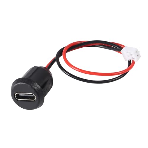 10-Pack USB-C Female to Male Charger Jacks - Chassis Crimp Connectors, Direct Watersafe Port, 3A High Current, Black Round - style: A