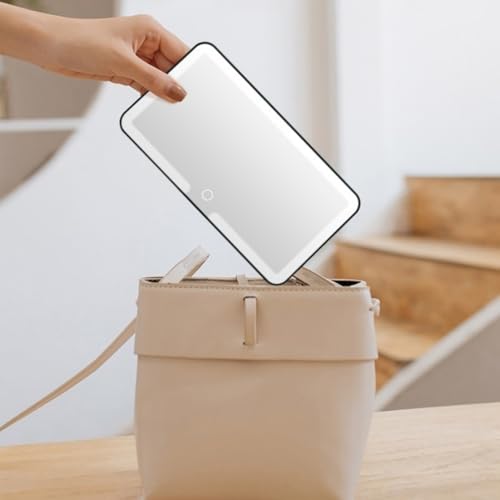 Universal Car Sun Visor Vanity Mirror with LED Lights & Touch Dimming - color: White
