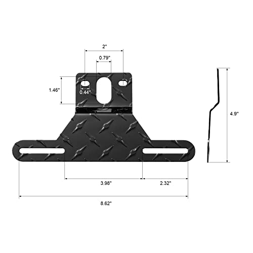 CZC AUTO Aluminum Trailer License Plate Light Bracket for Boat RV, Black - color: Black